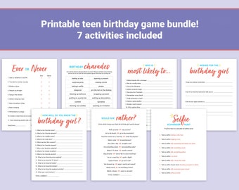 Teen Birthday Games | Printable Party Games Bundle (PDF)