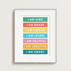 Affirmations for Kids | Classroom Poster | Kids Room Poster | I Am Affirmations | Playroom Poster | Affirmations Poster | Homeschool Poster