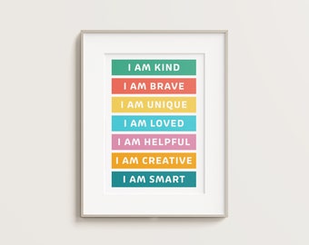 Kids Affirmations Poster | Playroom Decor (Digital Download)