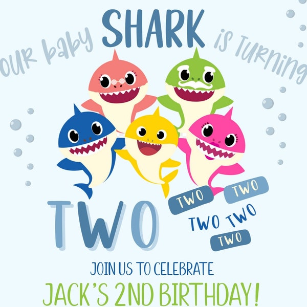 Baby Shark 2nd Birthday Invitation - EDITABLE
