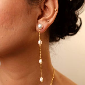 Freshwater Pearl Drop Earrings, Bridal Earrings, Pearl Dangle Earrings, Wedding Earrings for Brides, Long Pearl Earrings, Mothers Day Gift