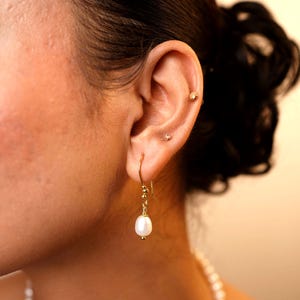 Real Freshwater Pearl Drop Earrings, Bridal Earrings, Gold Pearl Earrings, Bridesmaid Gifts, Wedding Earrings, Birthday Gift for Her