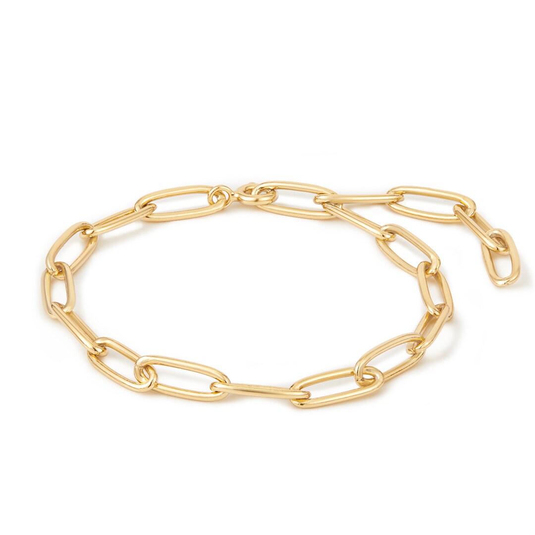 Paperclip Bracelet With Interchangeable Charms 18k Gold Etsy