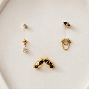 6-Piece 18k Gold Vermeil Piercing Set with Huggies | Ear Stack Set | Curated Ear Stack | 925 Sterling Silver