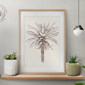 Aloe large plant botanical wall art, vintage style digital drawing, printable sketch, instant download.