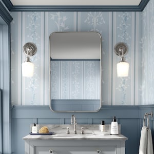 Carta da parati vintage floreale per casa delle bambole - Design antico francese azzurro, strisce Regency staccabili e attaccabili, arredamento neoclassico per la casa