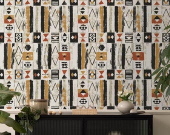 Ethnic Tribal Wallpaper: Bohemian Pattern Peel and Stick