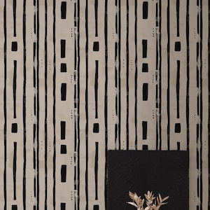 Modern Minimalist Geometric Wallpaper - Black & Beige Abstract Wall Mural - Boho Chic Home Decor
