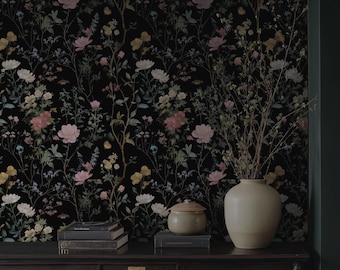 3d Wandbild, alte Tapete mit Blumenmustern, Schälen und Aufkleben