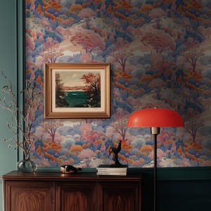 Vintage Pastoral Landscape Wallpaper: Romantic Scenic Wall Mural