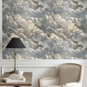Cloud Wallpaper Mural: Ethereal Sky Art, Peel & Stick