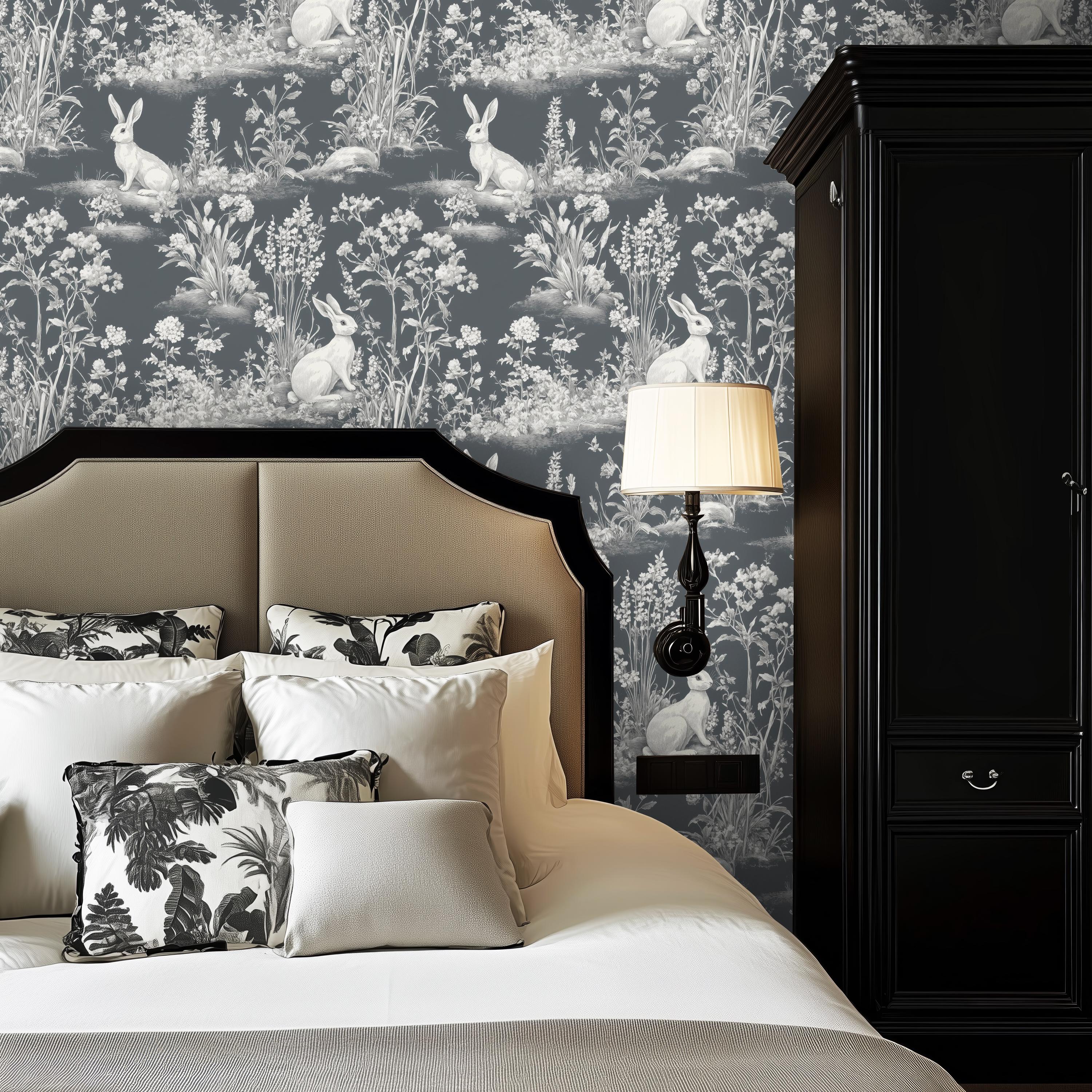 Tapeta Rabbit Rabbit Toile Wallpaper: Whimsical Forest Mural (peel and Stick or ...