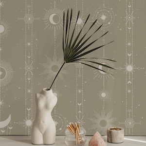 Celestial Star Moon Wallpaper: Elegant Astrology Peel and Stick
