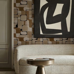 Jordnära geometrisk tapet i modern stil från mitten av århundradet