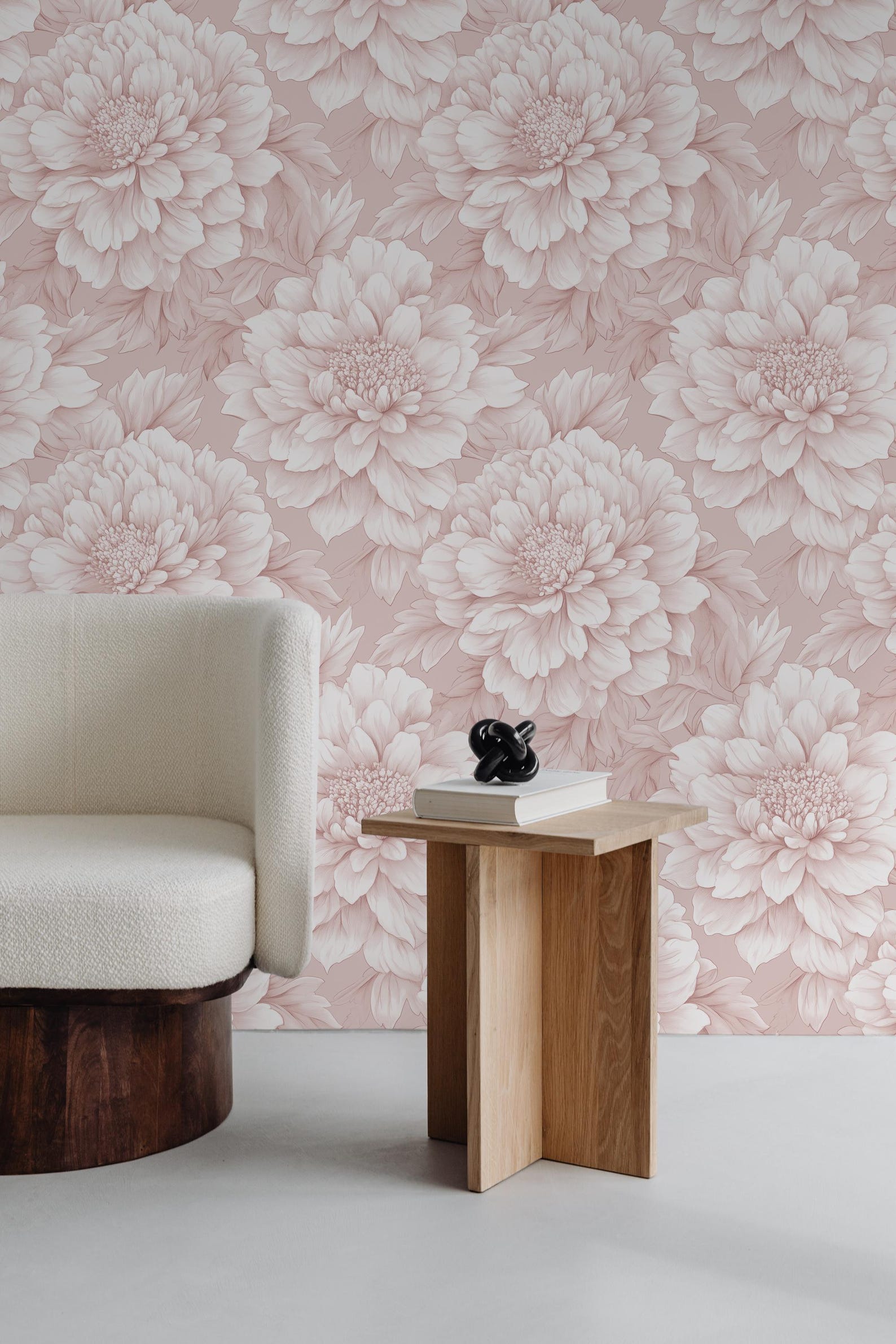 Blush Pink Peony Wallpaper: Elegant Botanical Wall Decor - Etsy