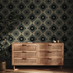 Mid-Century Geometric Wallpaper - Retro Optical Wall Mural, Modern Abstract Peel & Stick