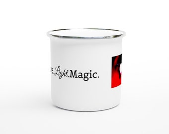 Emotional Healing Light Language Transmission on Love, Light, Magic 12oz Enamel Mug. Reiki and Spiritual Healing. Release Trauma