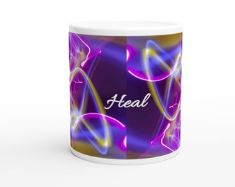 Inner Child Connection Series, 'Heal,' 11oz Ceramic Mug plus Healing Meditation. Image channeled with Reiki, Star energy, Divine Light