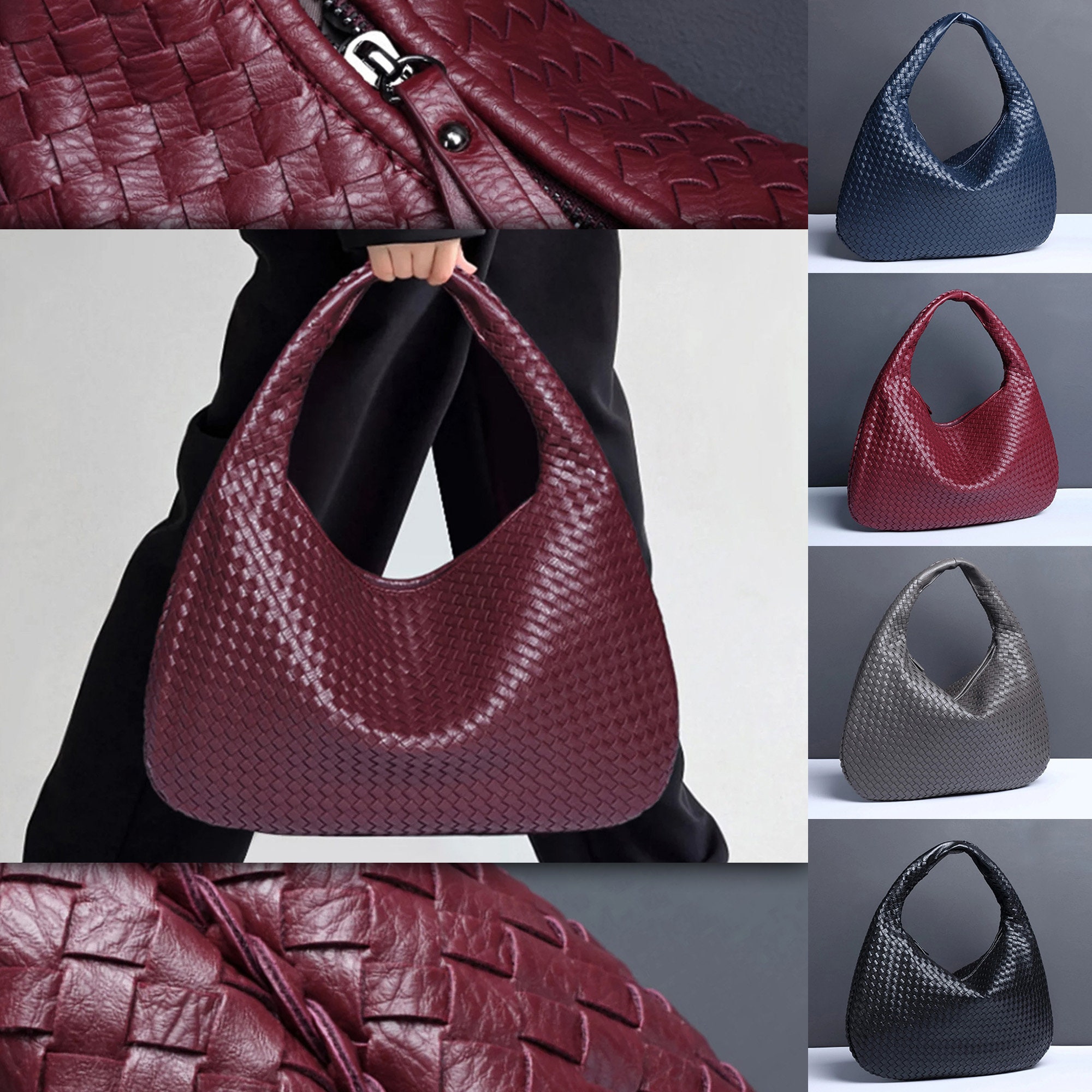 Leather Dumpling Bag Knot Woven Baglarge Designer Bag Vegan Leather