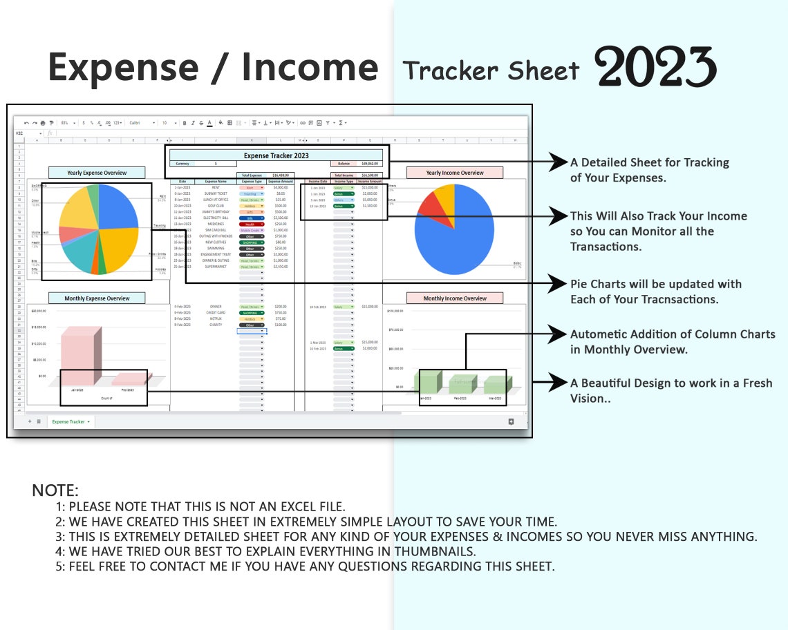 Expense Tracker Google Sheets Expenses Tracker Spreadsheet Etsy