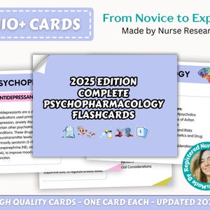 Psycholarziatrie Spickzettel Karteikarten Bündel, Psychiatrische Krankenpflege, Antidepressiva, Psychotrope Medikamente, 25 Medikamentenklassen, Ausgabe 2025