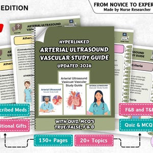 Guía de estudio vascular de ecografía arterial: más de 20 temas, más de 135 páginas, con hipervínculos, edición 2026