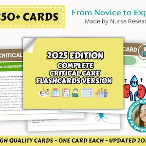 Critical Care Nursing Flashcards, ICU Study Guide, Med Surg, Nursing Study Guide, Nursing School Notes, Nursing Essentials, Nursing Bundle