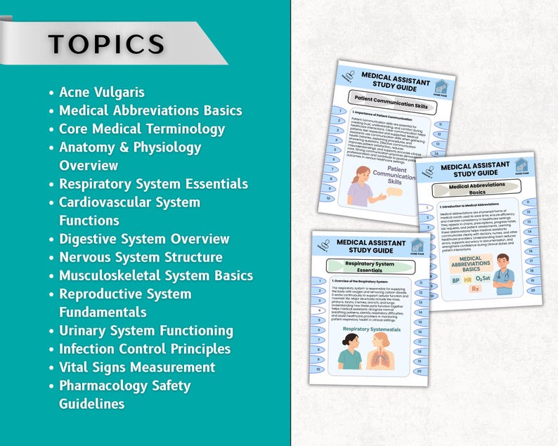 Medical Assistant Study Guide Hyperlinked, 35+ Topics, 170+ Pages, 2026 ...
