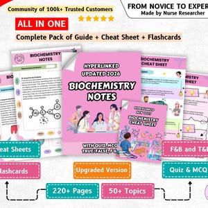 Biochemie-aantekeningen met hyperlinks, quiz en meer, MCAT-studienotities perfect voor biochemiestudenten, NIEUWE EDITIE