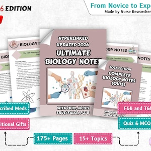Anotações de Biologia com Hiperlinks 2026, perfeitas para estudantes aprenderem e terem sucesso nos exames, elaboradas por profissionais - mais de 175 páginas.