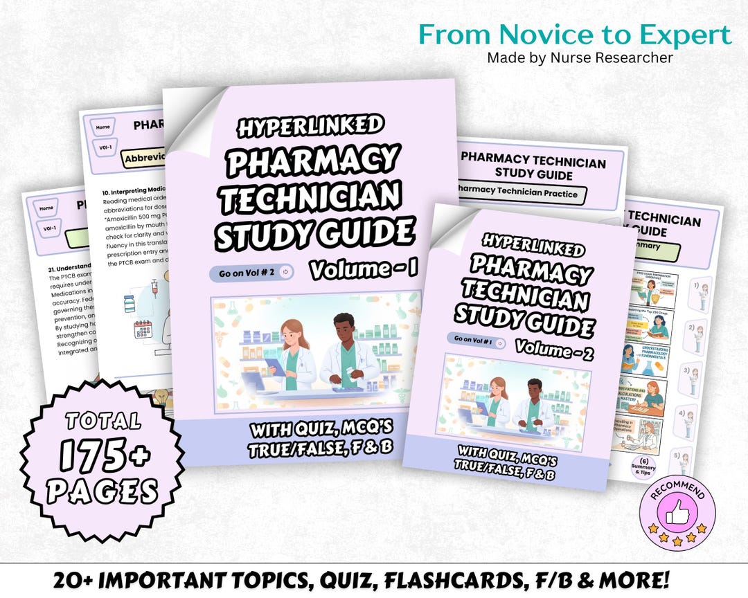 Hyperlinked Pharmacy Technician Study Guide Bundle Volume I-II, Perfect ...