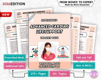 ACLS Study Guide, Cardiac 10+ Topics, 155+ Pages,  Hyperlinked, 2026 Edition