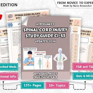 Spinal Cord Injury Study Guide C1-S5, 135+ Pages, 15+ Topics (Digital Download)