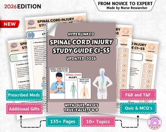 Spinal Cord Injury Study Guide C1-S5, 135+ Pages, 15+ Topics (Digital Download)