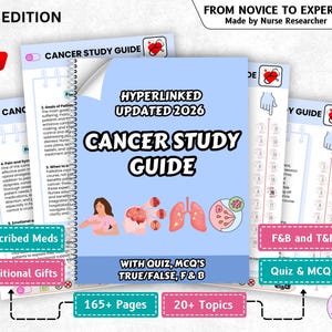 Cancer Nursing Notes 165+ Seiten, 20+ Themen, Quiz & mehr, Hyperlinked 2026 Edition (PDF)