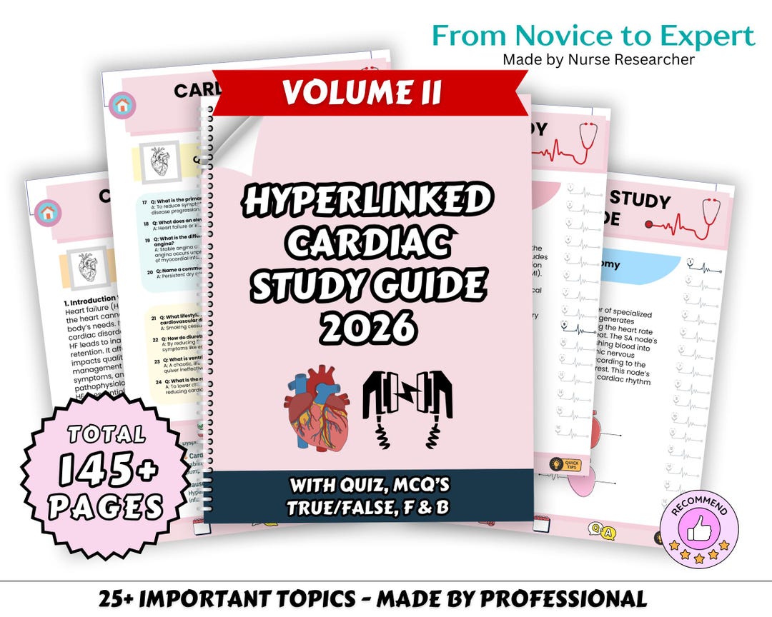 Hyperlinked Cardiac Nursing Notes Study Bundle V2, 35 Topics, Cardiac ...