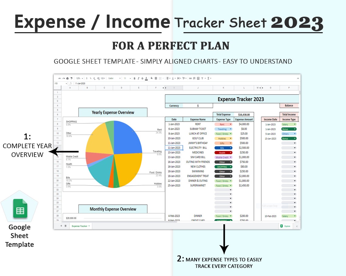 Expense Tracker Google Sheets Expenses Tracker Spreadsheet Etsy