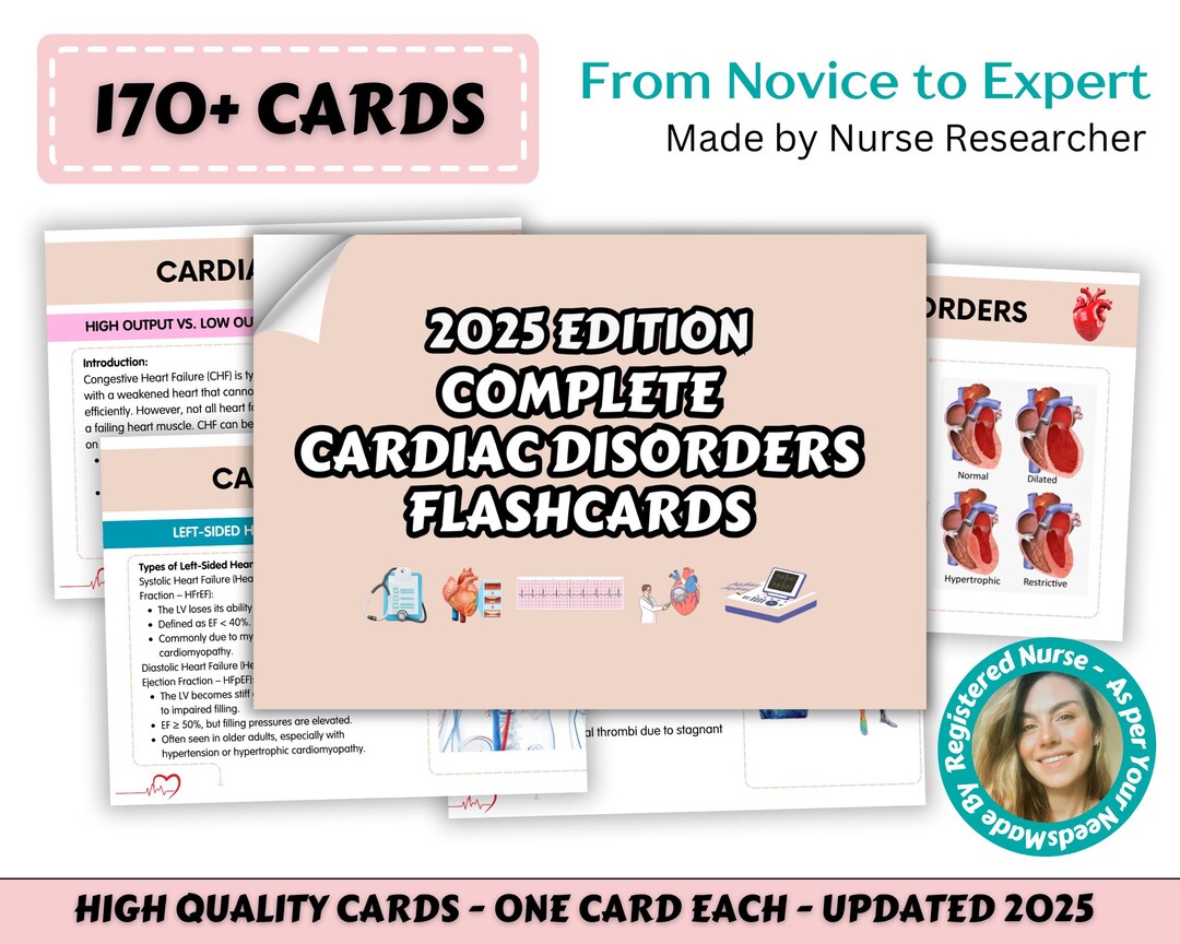170+ Cardiac Disorders Flashcards 2025, Cardiovascular System, Med Surg ...