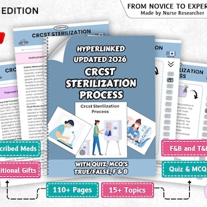 Proceso de esterilización CRCST – Edición 2026, Apuntes de estudio sobre procesamiento estéril y SPD, Instrumental quirúrgico, Revisión técnica de CBSPD, Guía de estudio CRCST