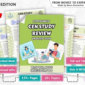CEN Review Guide 2026, 20+ Topics, Meds & Mnemonics, Hyperlinked (PDF)