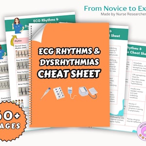 EKG & Dysrhythmias | Cheat Sheets | 50 Rhythms | Digital Download | Cardiac ICU Nursing, Medical, New Grad Nurses | ECG Study Guide