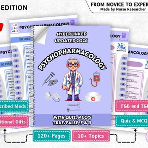 Psychopharmacology Cheat Sheet Bundle, Psychiatric Nursing, Antidepressants, Psychotropic Drugs, 25 Drug Classes, 2026 Edition