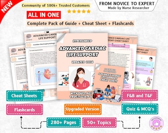 ACLS Study Guide Cheat Sheet & Flashcards, Cardiac 50+ Topics, 280+ Pages Hyperlinked PDF