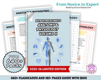 Anatomy & Physiology Bundle And Flashcards Volume 2, Anatomy Study Guide, Nursing School Notes, Anatomy Notes, Physiology Notes, Hyperlinked