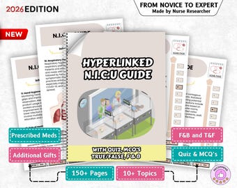 N.I.C.U Pocket Guide (NICU Nurse) Reference Card Bundle for student nurses and RNs, UPGRADED 150 Pages Complete Guide