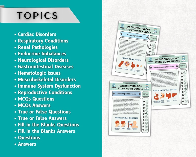 Pathophysiology Study Guide Bundle Hyperlinked, Pathophysiology Nursing, Nurse Notes, Nursing Bundle, Pathophysiology Notes, Nursing School image 4