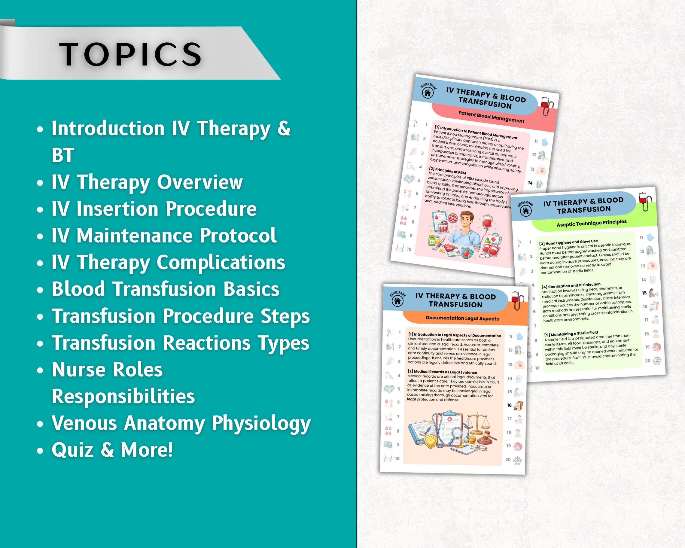IV Therapy & Blood Transfusion Nursing Study Guide 145+ Pages, New Grad ...
