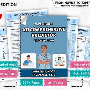 ATI RN COMPREHENSIVE Predictor Exam, 15+ Topics, 135+ Pages,  Hyperlinked, 2026 Edition