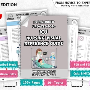 ICU Nursing Notes Bundle 2026, New Grad BSN, Studenten Krankenschwester, Intensivpflege Spickzettel, Studienführer, CCRN