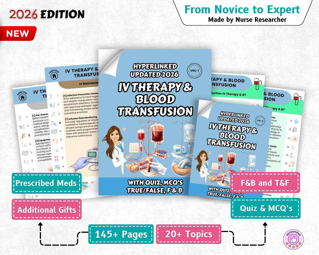 IV Therapy & Blood Transfusion Nursing Study Guide 145+ Pages, New Grad ...
